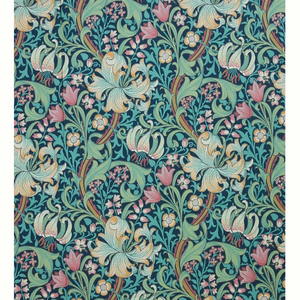 New Anthropologie Morris & Co. Golden Lily Wallpaper Mural Floral Green